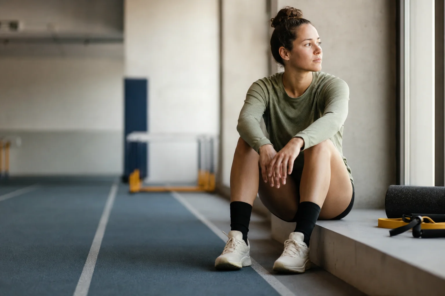 Persona deportista durante una pausa en su recuperación